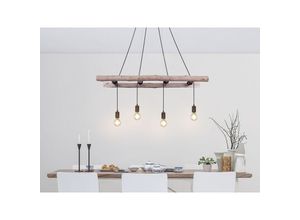 4262442792998 - Meinewunschleuchte - led Pendelleuchte 4-flammig mit Leiter Holzbalken Länge 115cm