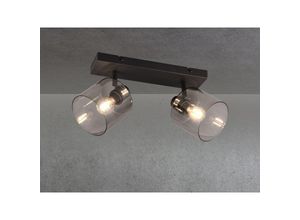 4262442793087 - Meinewunschleuchte - led Deckenstrahler 2-flammig in Schwarz mit Rauchglas Breite 425cm