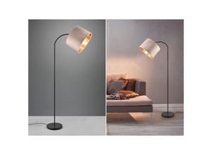 4262442793636 - Led Bogenleuchte mit Samt Lampenschirm Beige Gold Höhe 156cm