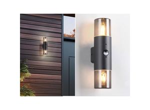 4262442795074 - LED Außenwandleuchte Up & Down mit Bewegungsmelder Rauchgrau Schwarz Höhe 33cm