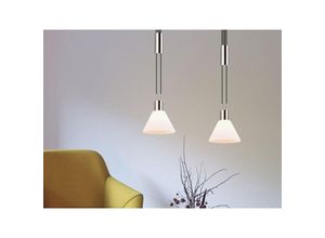 4262442795401 - Höhenverstellbare led Pendelleuchte 2-flammig mit Glasschirmen Weiß Breite 55cm