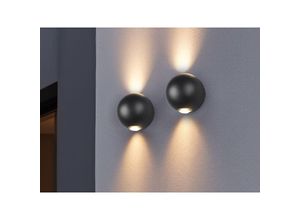 4262442796163 - 2er Set LED Außenwandleuchten Up and Down Kugel in Schwarz Ø 10cm 4262442796163 - 2er Set LED Außenwandleuchten Up and Down Kugel in Schwarz Ø 10cm