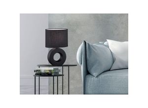 4262442798808 - Meinewunschleuchte - led Tischlampe mit Keramikfuß & Stoffschirm Schwarz Höhe 31cm