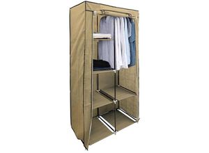 4262442799201 - Stoffkleiderschrank mit 6 Ablagefächern und Kleiderstange Braun Höhe 169cm