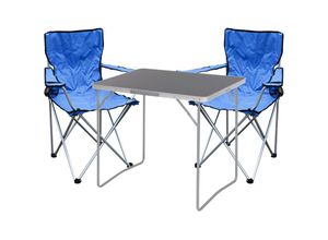 4262445853122 - - 3-teiliges Campingmöbel Set Tisch schwarz 2 x Stuhl Blau-X35000200+2xMSP1001