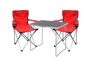 4262445853139 - - 3-teiliges Campingmöbel Set Tisch schwarz 2 x Stuhl Rot-X35000200+2xMSP1002