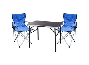 4262445853184 - - 3-teiliges Campingmöbel Set Tisch schwarz 2 x Stuhl Blau-X35000310+2xMSP1001