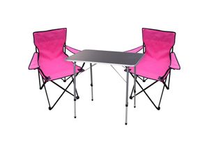 4262445853276 - - 3-teiliges Campingmöbel Set Tisch schwarz 2 x Stuhl Pink-X35000300+2xMPO2471