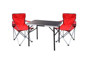 4262445853351 - - 3-teiliges Campingmöbel Set Tisch schwarz 2 x Stuhl Rot-X35000310+2xMSP1002