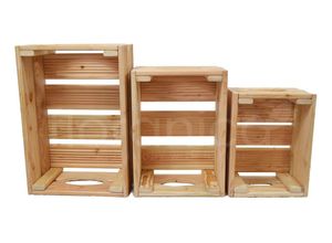 4262471582867 - Floranica Holzkiste Lärche Natur 3er Set Gartendeko Aufbewahrungsboxen Obstkisten Blumentopf Holz Ki