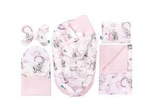 4262471585257 - Babynest 100% Baumwolle 6-teiliges Babynest Set für Neugeborene inkl Kissen Babydecke und Babyhörnchen perfekte Erstausstattung – 95×55 cm –