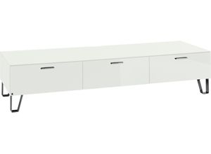 4262472090392 - TV-Bank LEONARDO Sideboards Gr B H T 189 cm x 41 cm x 42 cm Genetics-Klarglas 3 weiß TV-Sideboards