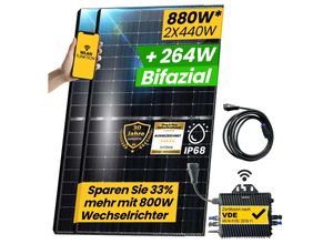 4262475476643 - Epp 880W Balkonkraftwerk Bifazial Komplettset Photovoltaik Solaranlage mit 800W WIFI Wechselrichter Smart Mini PV Anlage