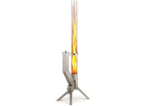 4262479840006 - Gardenflare - Feuerrohr – elegante Edelstahl Feuersäule und Pelletfackel - silber