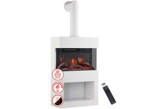 4262480470735 - KAMINIO Elektrokamin HENRI - Mit Abzugsrohr - Elektrischer Kaminofen mit Heizung 3D-Flammeneffekt Holzfach Fernbedienung - Weiß