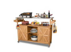 4262481830026 - Coemo Servierwagen Grillstation James L Kücheninsel Holz auf Rollen 138 x 47 x 92 cm