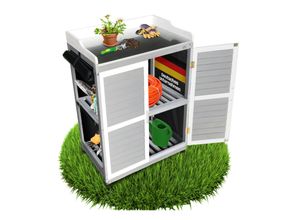 4262481830040 - Coemo Gartenschrank Lola aus Holz Balkonschrank mit verzinkter Arbeitsplatte