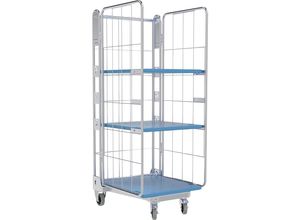 4262496892736 - Rollbehälter 3-seitig Kunststoffrollplatte H 1875 mm 2 Etagenböden kaiserkraft