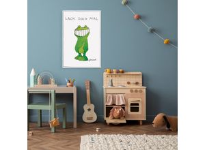 4262513380185 - Leinwandbild LUCKYLINDE Der Frosch - Lach doch mal bunt (farbe bild(er) bunt) B30cm H40cm T2cm Canvas Holzrahmen Bilder Exklusive JANOSCH Kindermotive