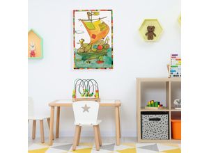 4262513380284 - Leinwandbild LUCKYLINDE Der kleine Bär und der kleine Tiger auf dem Segelboot bunt B40cm H60cm T2cm Canvas Holzrahmen Bilder Exklusive JANOSCH Kindermotive