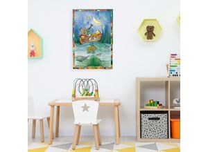 4262513380833 - Leinwandbild LUCKYLINDE Der kleine Tiger und der kleine Bär im Boot bunt B60cm H90cm T2cm Canvas Holzrahmen Bilder Exklusive JANOSCH Kindermotive