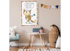 4262513380871 - Leinwandbild LUCKYLINDE Meine Katze lässt dich Küssen bunt B30cm H45cm T2cm Canvas Holzrahmen Bilder Exklusive JANOSCH Kindermotive