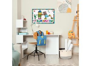 4262513380987 - Leinwandbild LUCKYLINDE Der kleine Tiger und der kleine Bär - Willkommen bunt B90cm H60cm T2cm Canvas Holzrahmen Bilder Exklusive JANOSCH Kindermotive