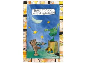 4262513381175 - Wanddekoobjekt LUCKYLINDE Der kleine Bär - Hauptsache schön glücklich bunt B20cm H30cm T03cm Blech Wanddekoobjekte Exklusive JANOSCH Kindermotive Stahlschild