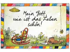 4262513381441 - Wanddekoobjekt LUCKYLINDE Wie ist das Leben schön - Tiger und Bär bunt B30cm H20cm T03cm Blech Wanddekoobjekte Exklusive JANOSCH Kindermotive Stahlschild