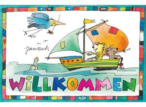 4262513381458 - Wanddekoobjekt LUCKYLINDE Der kleine Tiger und der kleine Bär - Willkommen bunt B30cm H20cm T03cm Blech Wanddekoobjekte Exklusive JANOSCH Kindermotive Stahlschild