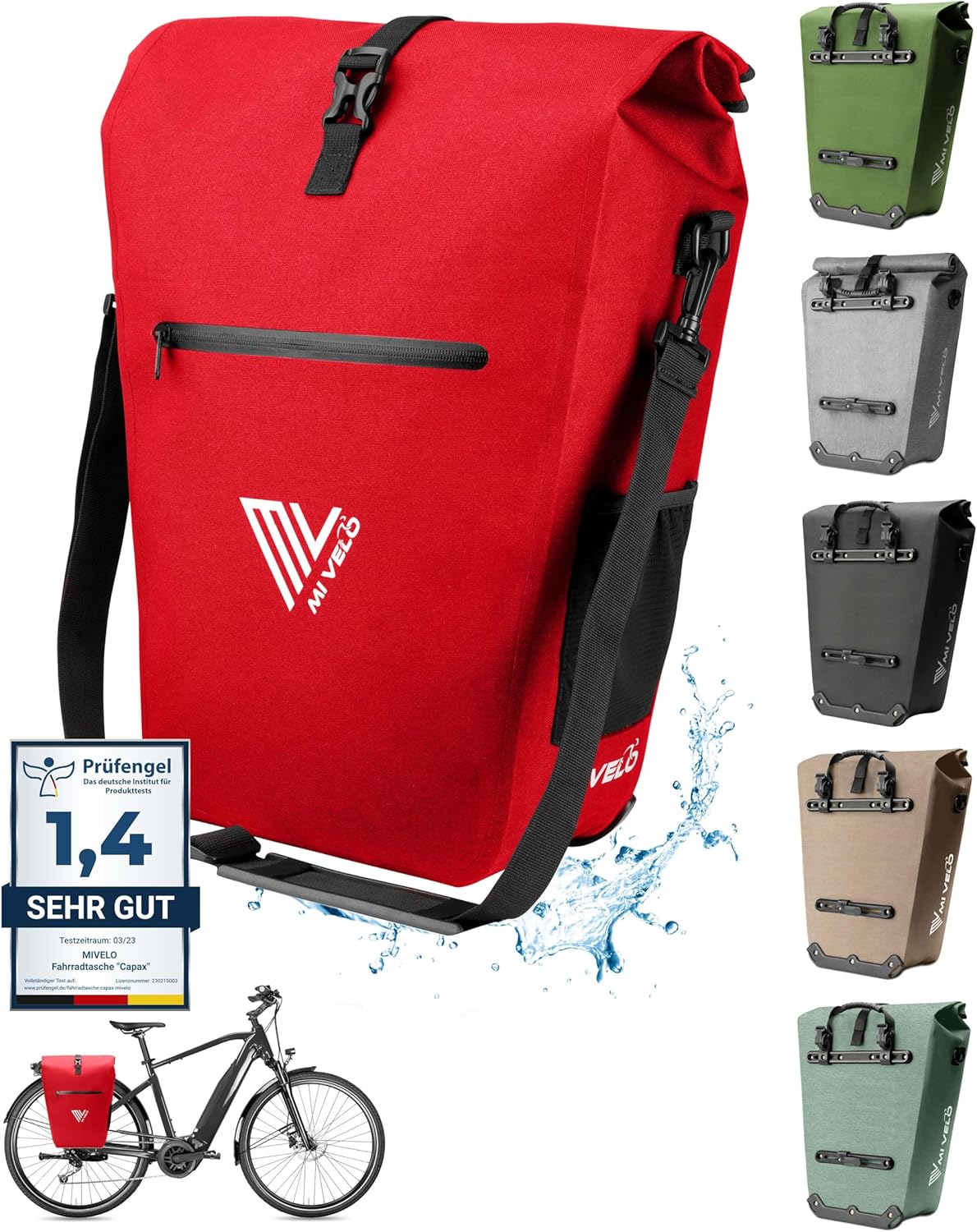 4270000230554 - Packtasche - Wasserdicht - 25L - Mit Laptopfach und Schultergurt - Rot