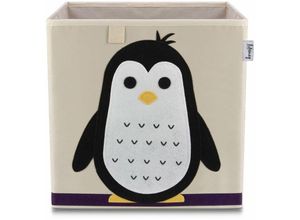 4270000413643 - Aufbewahrungsbox mit Pinguin Motiv i Spielzeugbox mit Tiermotiv passend für Würfelregale i Ordnungsbox für das Kinderzimmer i Aufbewahrungskorb