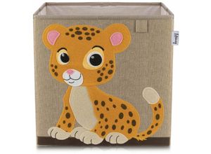 4270000413704 - Aufbewahrungsbox mit Tiger Motiv i Spielzeugbox mit Tiermotiv passend für Würfelregale i Ordnungsbox für das Kinderzimmer i Aufbewahrungskorb