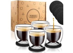 4270000518157 - PORADA Espressoglas 4er Set doppelwandige Espresso Gläser 80ml 4-teilig