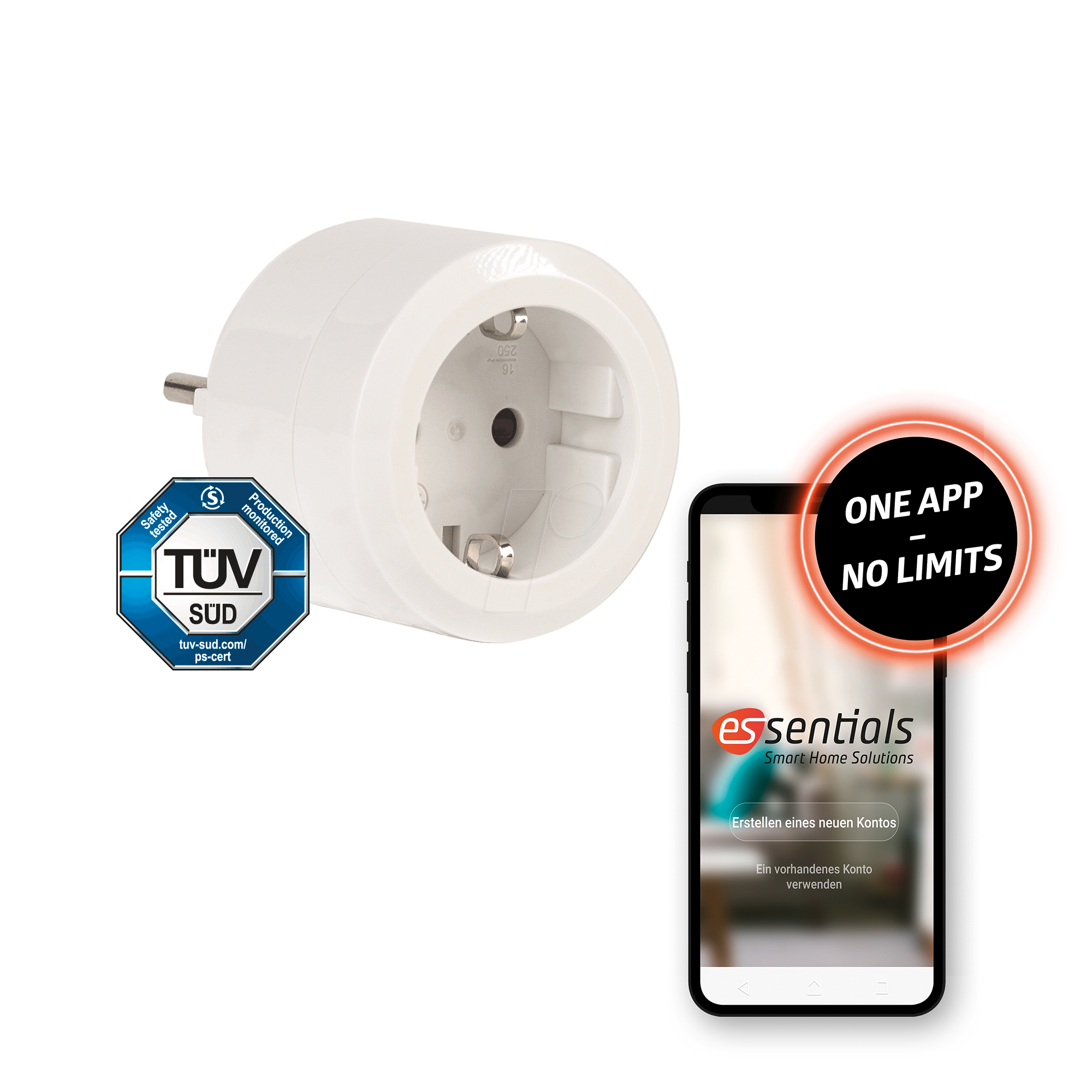 4270000624414 - essentials Smart Home Smartplug 2300 W WiFi Wlan-Zwischenstecker Wlan Steckdose