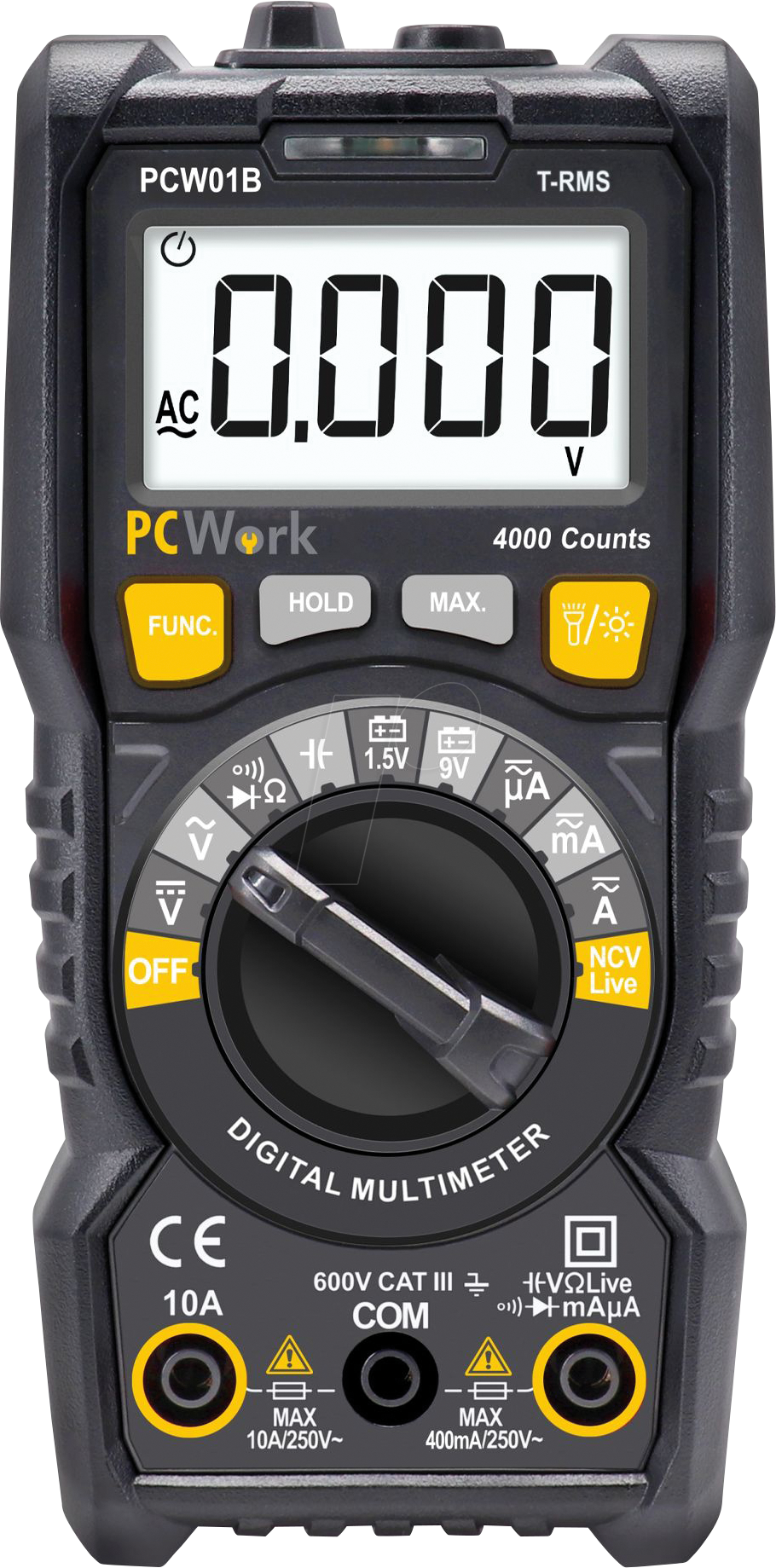 4270002353121 - Pcwork - Echt-Effektiv-Digitalmultimeter 600v dc ac 10a dc ac Widerstand 40mg Pcw01b