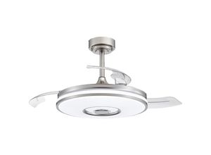 4309487842254 - Aqrau - Deckenlampe Deckenventilator mit Beleuchtung Lampe mit Ventilator Fernbedienung Ultra-Leise Unsichtbar Wind led Deckenleuchte Silber