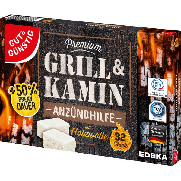 4311501569917 - Kamin- & Grillanzünder Premium weiß 4311501569917 GUT&GÜNSTIG 32 Stück