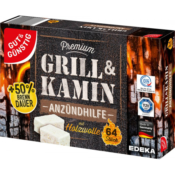 4311501569931 - Kamin- & Grillanzünder Premium weiß 4311501569931 GUT&GÜNSTIG 64 Stück