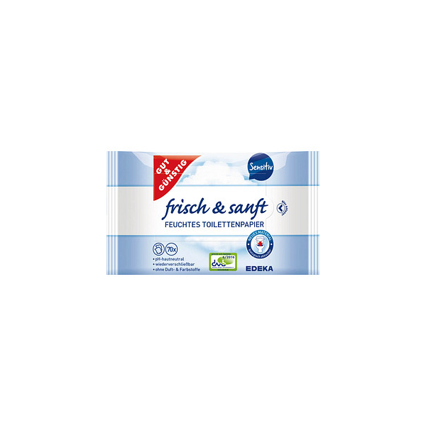 4311501679944 - Toilettenpapier feucht frisch & sanft frisch 4192668000 1-lagig weiß 70 Blatt   Packung 4311501679944 Gut & Günstig