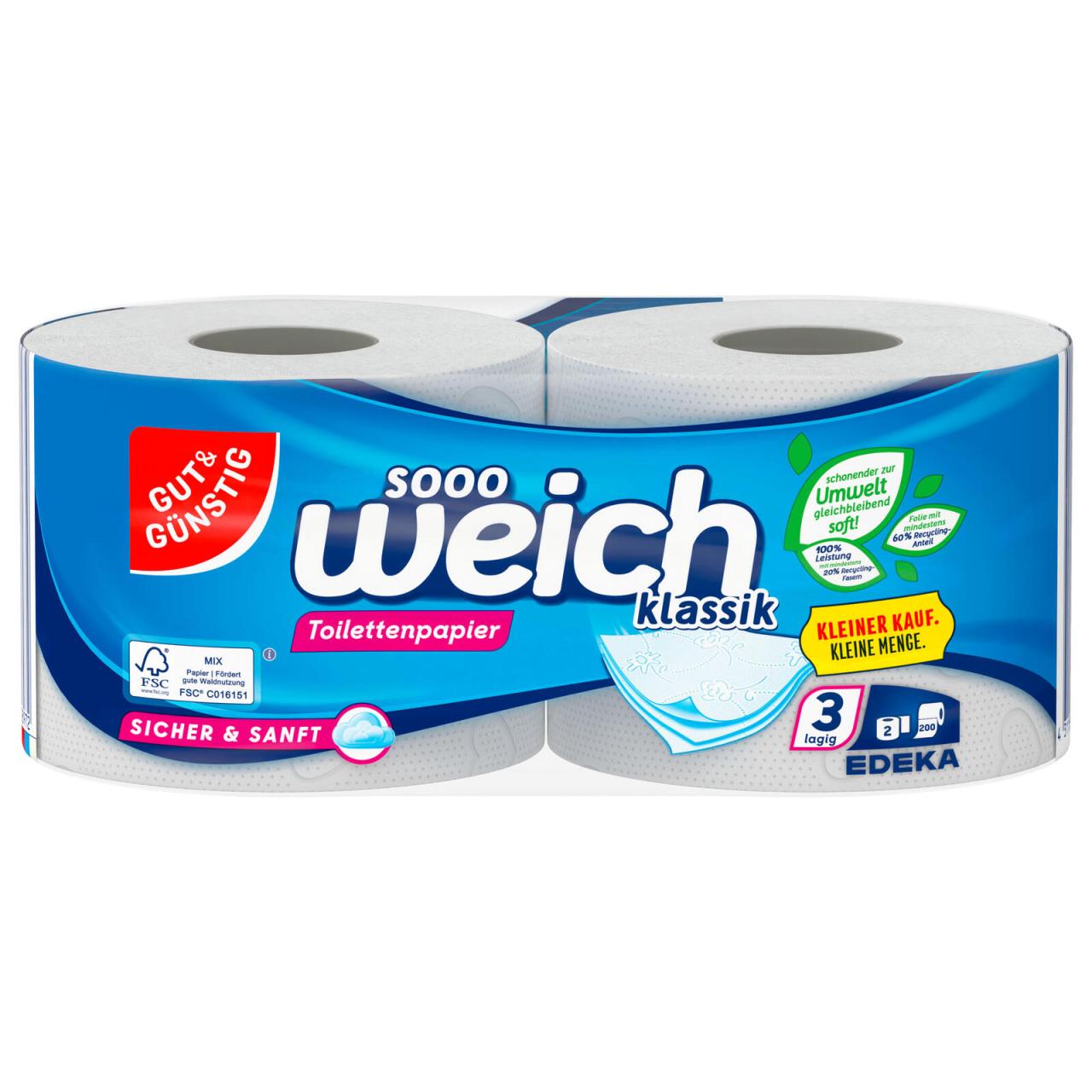 4311501708972 - Toilettenpapier sooo weich klassik ohne 4621386004 3-lagig weiß 200 Blatt   Rolle 4311501708972 2 Rolle