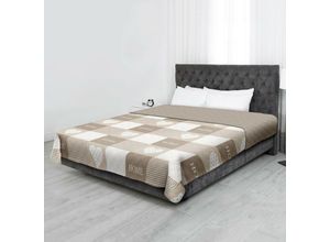 4311536135477 - Tagesdecke (Home Beige) 220x240 cm mit wattierter Zwischenlage Bettüberwurf - Überwurfdecke Sommerdecke gesteppt - Steppdecke Wendedecke - Home