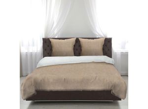 4311536503085 - Bettwäsche 2-tlg Cashmere Touch ( Beige   Taupe ) - Öko-Tex - 1 Bettbezug 155x220cm + 1 Kissenbezug 80x80cm Bettdecken Set mit Reißverschluss