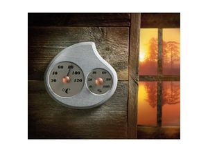 4313623240071 - Hukka Design Maininki Sauna Hygro-Thermometer aus Speckstein Saunathermometer Hygrometer