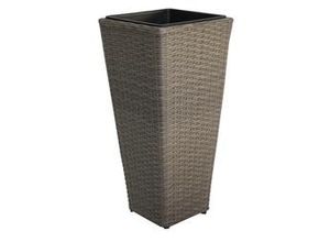 4333692038720 - Pflanzgefäß Poly Rattan 28x28x60 cm grau Blumenkübel Blumentopf - Trendline