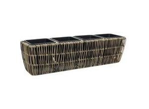 4333692039475 - TrendLine Polyrattan Pflanztopf mit 4 Einsätzen 57 x 16 x 15 cm braun