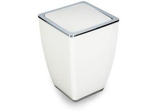 4333692059480 - Trendline - Kosmetikeimer Cube 5l Weiß Mülleimer Schwingdeckeleimer Badmülleimer