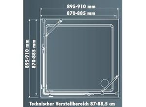 4333692063784 - TrendLine Dusch-Drehtür links mit Seitenwand Easy-6 90 x 90 cm Klarglas