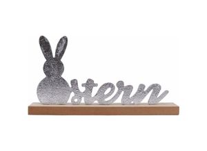 4333692082099 - Deko Aufsteller Ostern Holz 32 x 17 cm natur silber Osterdeko - Trendline