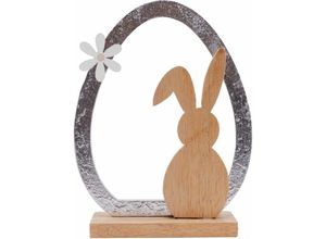 4333692082235 - Deko Aufsteller Osterhase Holz 195 cm natur silber Dekohase Hasenfigur - Trendline